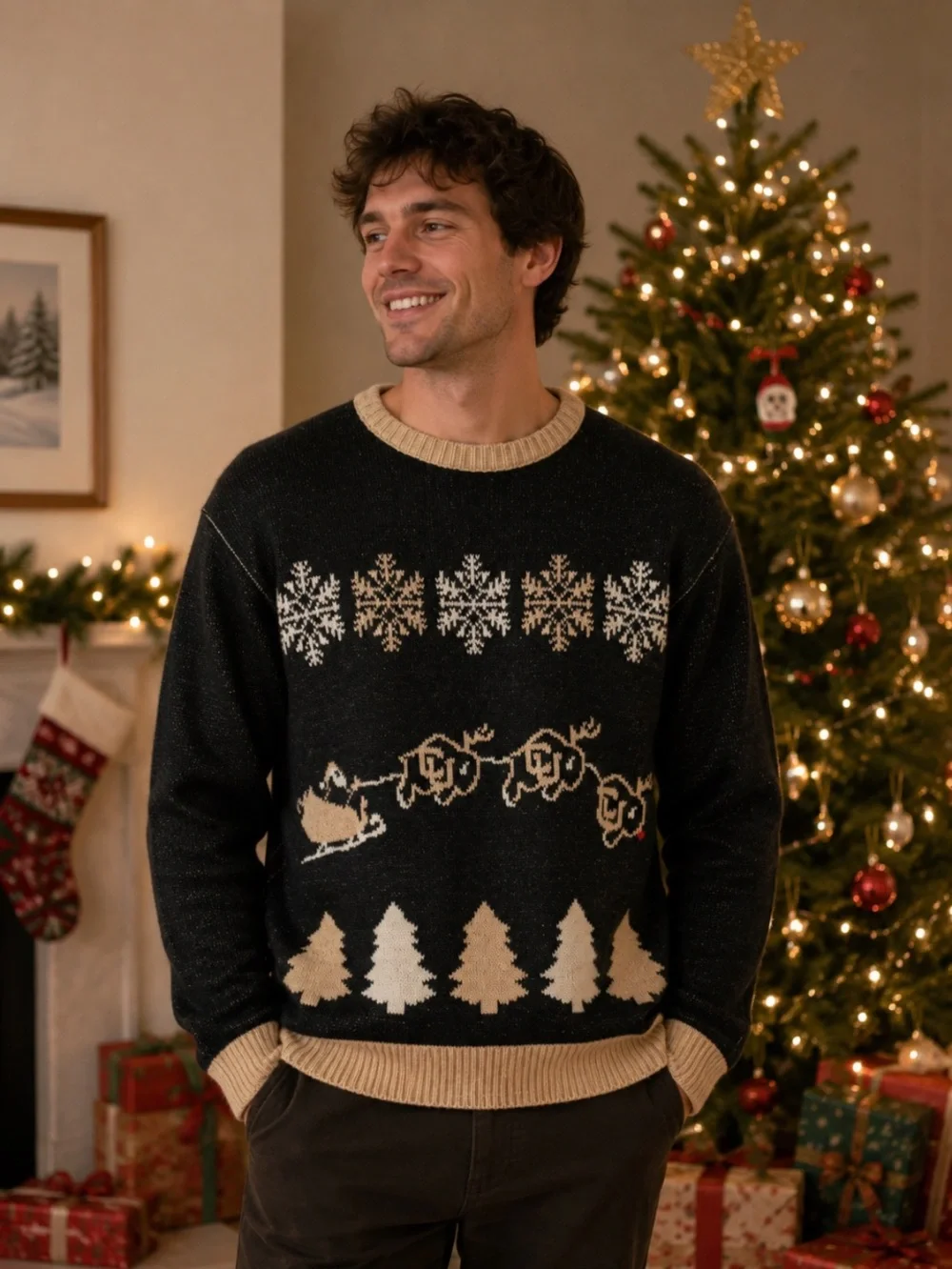 Binghamton Knitting Co. Christmas Santa Sweater Size Large NWOT Made‎ in USA